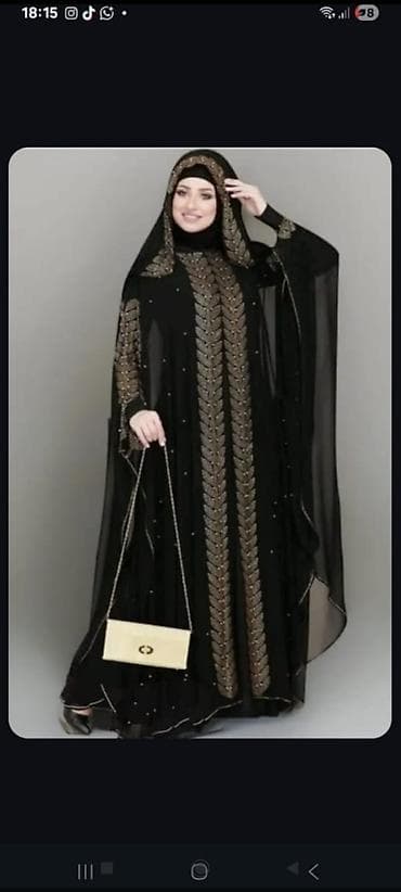 hicab geyimler: Qara abaya dəsti – zərif naxışlı 1dəfə geyinilib - Rəng: qara - — 1