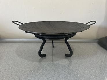 Dəmir sac və altlıqlı ocaq stendi dəsti - Material: qalın karbon