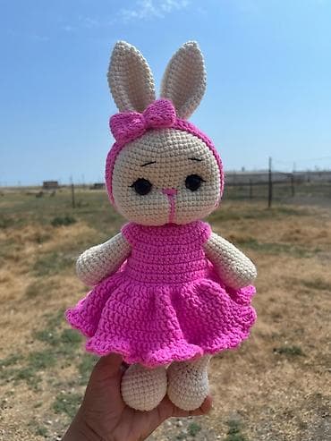Yumşaq oyuncaqlar: Amigurumi dovşan oyuncağı – əl işi toxunma - Material: yumşaq — 5