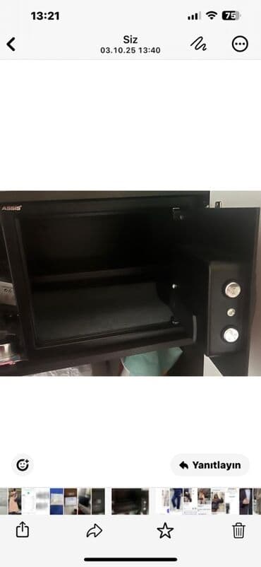 pul qutusu: ASSIS elektron seyf - Material: qalın metal gövdə, mat qara örtük - — 2