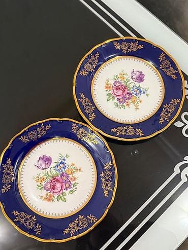 Boşqablar, 2 ədədli dəst, rəng - Göy, Farfor