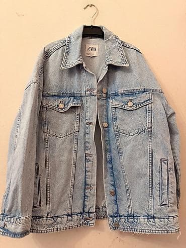 zara: Qadınlar üçün iki fərqli denim gödəkçə dəsti 1) Açıq göy rəngli, “raw — 3
