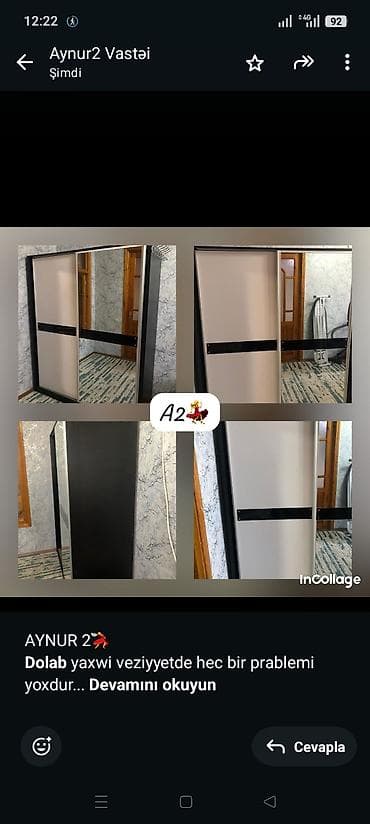madeyra dolablar: AYNUR 2💃 *Dolab* yaxwi veziyyetde hec bir prablemi yoxdur Tam — 1