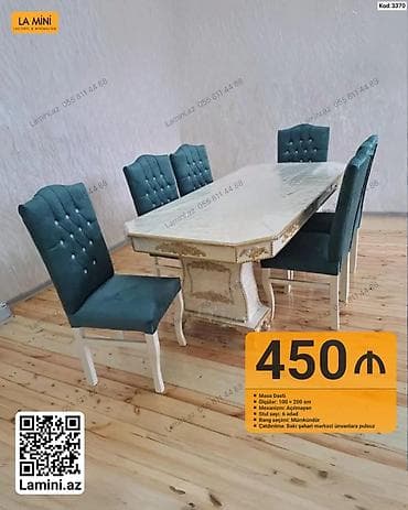 stol ustul: Masa Dəsti – klassik dizaynlı - Masa ölçüləri: 100 × 200 sm - — 1