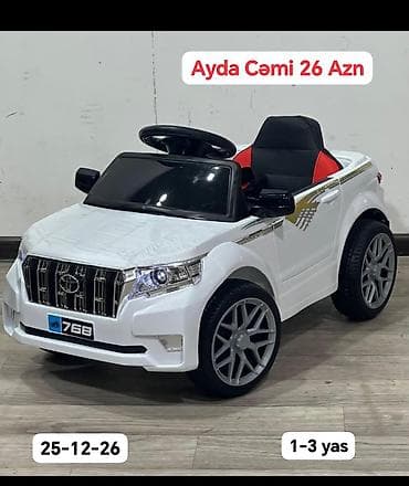 Uşaq dünyası: Uşaq elektro avtomobili – ağ rəng. ✅Kredit Ayda 26 AZN - Yaş — 1