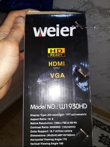 Noutbuk və netbuklar: Weier W1930HD LED monitor - Ekran ölçüsü: 19" - Görüntü formatı: 16:9 — 4