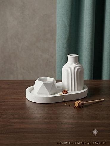 şamlıq: Minimalist gips və keramika dəsti - Tərkib: xüsusi qəliblənmiş oval — 1