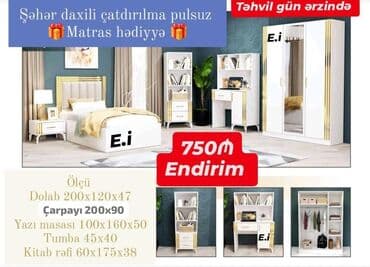 российская мебель в баку: Односпальная кровать, Шкаф, Тумба, Россия, Новый — 2