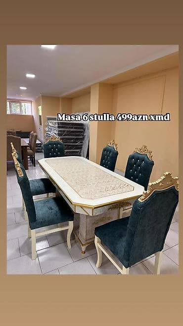 tabletka stul: Mətbəx/qonaq otağı üçün masa və 6 stul dəstləri Variantlar: - Sadə — 3