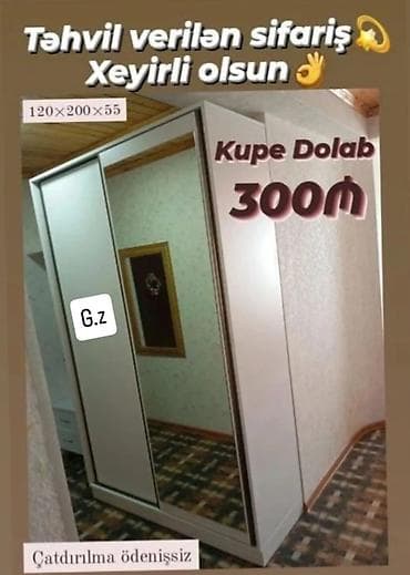 rusiyada saat: *✨Kupe Dolab 300Azn* ✔️İstehsal: Rusiya Laminatı 18/lik *Rəng seçimi — 1