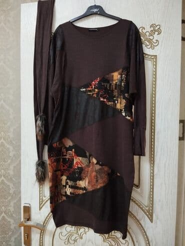 qara cins pencekler: Повседневное платье, Макси, 2XL — 5