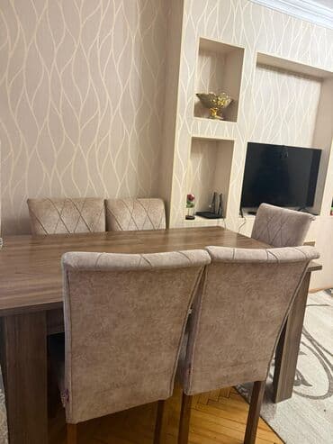 Столы: Для гостиной, Нераскладной, Прямоугольный стол, 6 стульев — 1