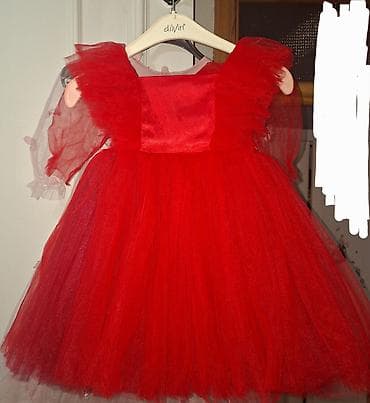 17 yaş: Qırmızı uşaq paltarı – bayram və tədbirlər üçün - Model: qırmızı tül — 4