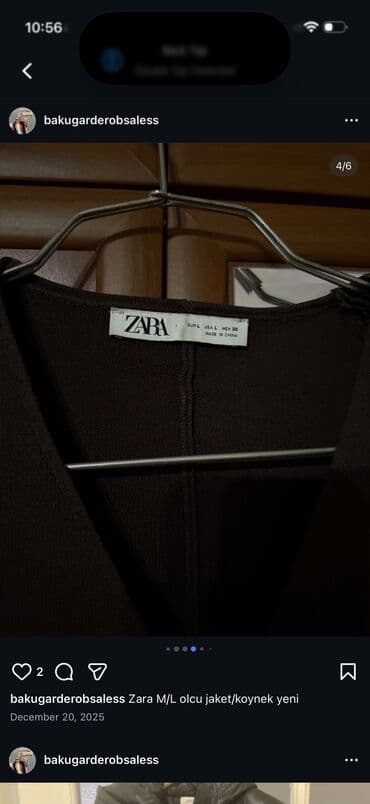 Daewoo: Zara qadın üst geyimi – jaket/köynək tipli model - Ölçü: M/L (etiketdə — 4