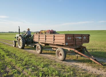 Kənd təsərrüfatı üçün qoşqu (traktor qoşqusu) - İki oxlu, yedəkli