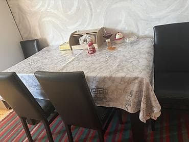 stulla: Yemək otağı üçün masa və 6 ədəd stul dəsti. - Masa: Düzbucaqlı — 1