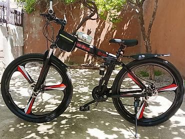veloiped: Dağ/şosse tipli çoxfunksiyalı velosiped - Rəng: qara-qırmızı — 2