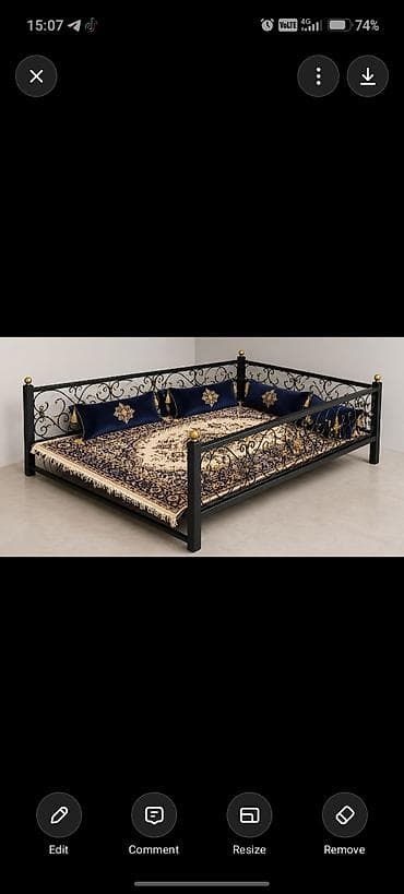 divan kravat: Metall çarpayı/divan – klassik naxışlı dəmir konstruksiya - Material — 1
