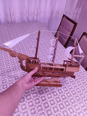 модель: Ağacdan əl işı gəmi maketi - Material: tam ağac konstruksiya — 1