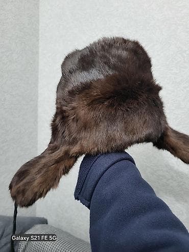 Qışlıq xəz qulaqlı papaq (uşanka) - Material: təbii qəhvəyi xəz