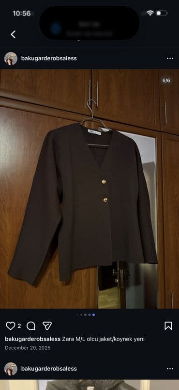 Daewoo: Zara qadın üst geyimi – jaket/köynək tipli model - Ölçü: M/L (etiketdə — 6