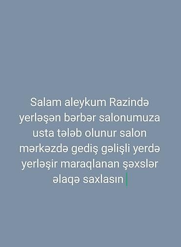Razında yerləşən bərbər salonuna usta axtarılır. Salon şəhərin
