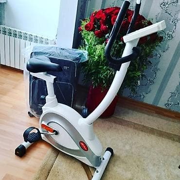 Электротранспорт: Ağ və boz rənglərdə olan stasionar velosiped trenajoru. Məşq zamanı — 1