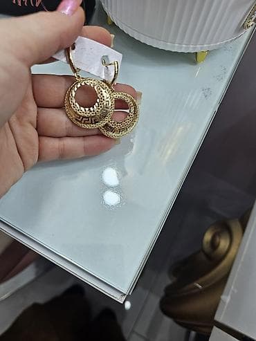 saç bandı: Qızılı rəngdə dekorativ sırğalar - Forma: asma, dairəvi (mərkəzi — 2