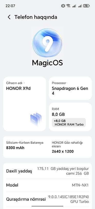 bakcel internet paketleri: Honor X9d, 256 GB, rəng - Gümüşü — 4