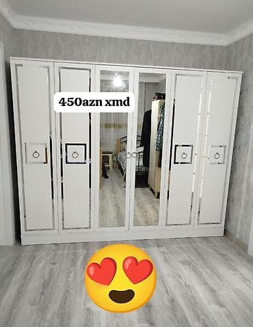 divanlar ucuz: Yeni, 6 qapı, Güzgülü, Ağ, Digər material, Açılan, Düz dolab — 1