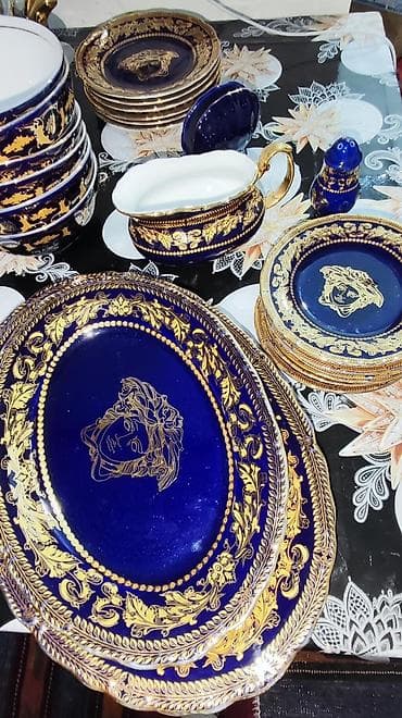 ucuz unitaz: Nahar dəsti, rəng - Göy, Farfor, Versace, 6 nəfərlik, Azərbaycan — 2