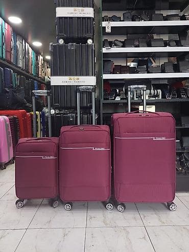 camadan: Brend: POALOGO Məhsul: 3-lü tekstil çamadan dəsti - Rəng: tünd bordo — 1