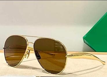 persol eynək: Qızılı çərçivəli gün eynəyi - Klassik aviator tərzi, oval-yuvarlaq — 1