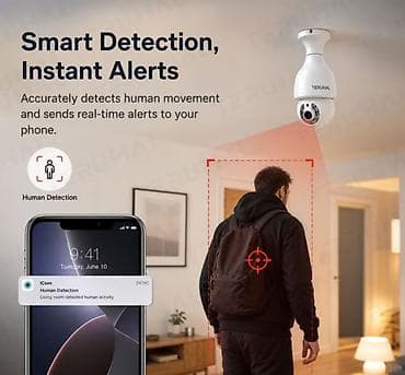 sumqa: TERUHAL 3MP Lampalı Təhlükəsizlik Kamerası - 2.4G Wi‑Fi bağlantısı — 3