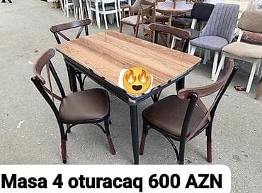 Mətbəx üçün, Dördbucaq masa, 4 stul
