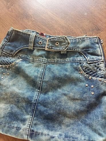 cins ətək: Cins ətək - Material: klassik denim (mavi, açıq-tünd yuyulma effekti) — 2