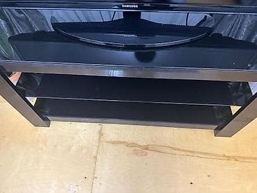 mini stol: Düz TV altlığı, Polkalı, Şüşəli — 3