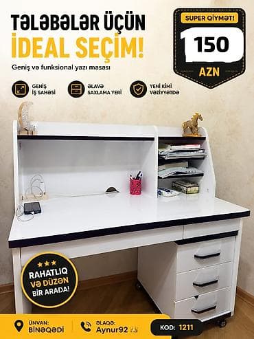masa ofis: Aynur92👑kod1211 Qiymet:150 Azn Yazi masasi satilir Veziyyet:yeni kimi — 1