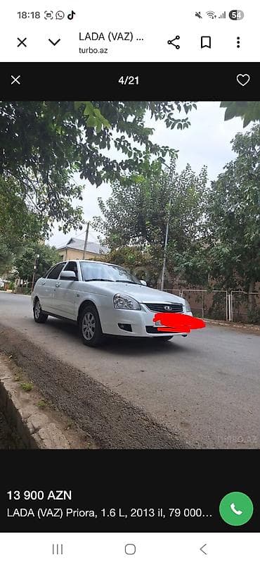 renault megane 3: LADA (VAZ) Priora – 1.6 L benzin mühərrikli, ağ rəngli, sedan/kuzov — 2