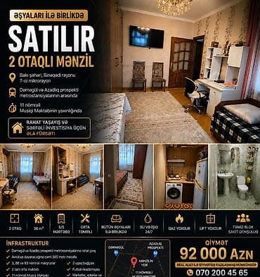 Bakı, 7-ci mikrorayon, 2 otaqlı, Köhnə tikili, m. Dərnəgül, 36 kv. m