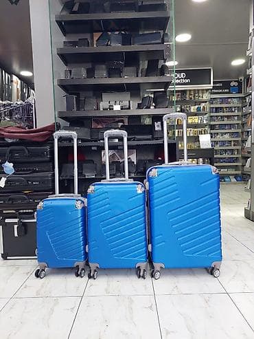 Çamadanlar: Mavi rəngdə 3-lü sərnişin çamadan dəsti - Korpus: yüngül və möhkəm — 1