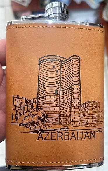 Digər idman qidaları: Azerbaycan temalı cib kolbası (flask) - Material: paslanmayan — 3