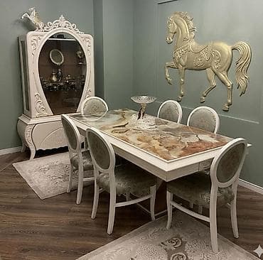 sade yataq mebeli: Qonaq otağı üçün, Açılmayan, Dördbucaq masa, 6 stul — 1