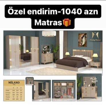 İkinəfərlik çarpayı, Dolab, Termo, 2 tumba, Azərbaycan, Yeni