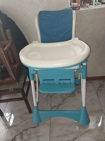 yemey masasi: Uşaq yemək stulu - Rəng: mavi-ağ - Geniş, çıxarıla bilən yemək masası — 1