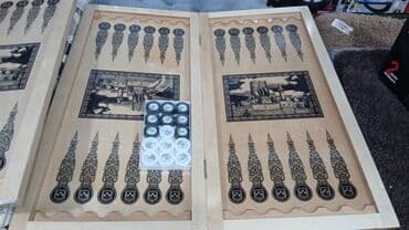 yoqa mat: Taxta nərd dəsti – “Baku” dizaynı - Material: təbii ağacdan — 7