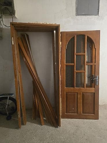 polluq taxta: Ağac qapı dəsti – şüşəli klassik dizayn 3 eded - Material: təbii ağac — 3