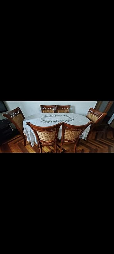 perla stul: Oval formal yemək masası və 6 ədəd stul dəsti - Material: ağac — 2