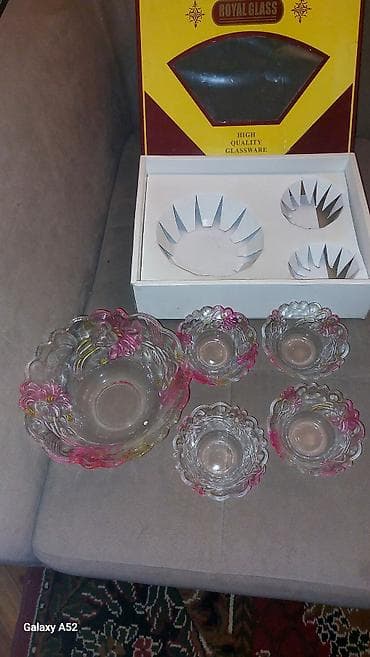Qab-qacaq və mətbəx ləvazimatları: ROYAL GLASS şirniyyat qabları dəsti - Material: qalın şüşə, “High — 2