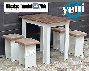 balkon stul: MASA + 4 TABURETKA Yeni və sifarişlə. Qiymət: 65₼ Döşəkçəli: 70₼ — 5